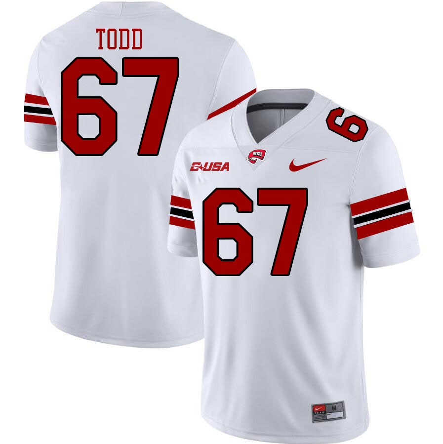 Western Kentucky Hilltoppers #67 Hayden Todd College Football Jerseys Stitched Sale-White